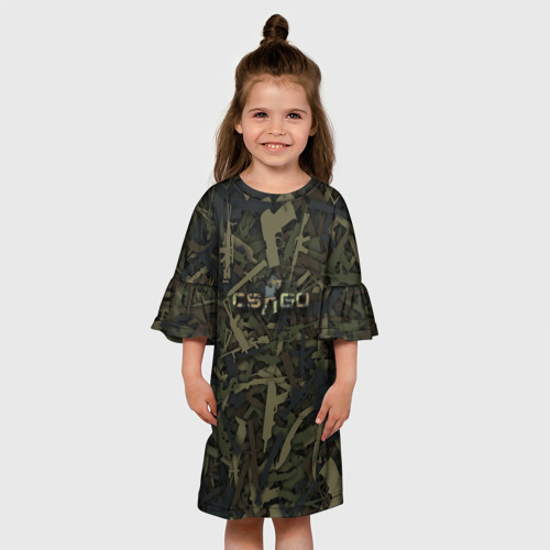 Детское платье 3D с принтом CS:GO Оружие (камуфляж), вид сбоку #3