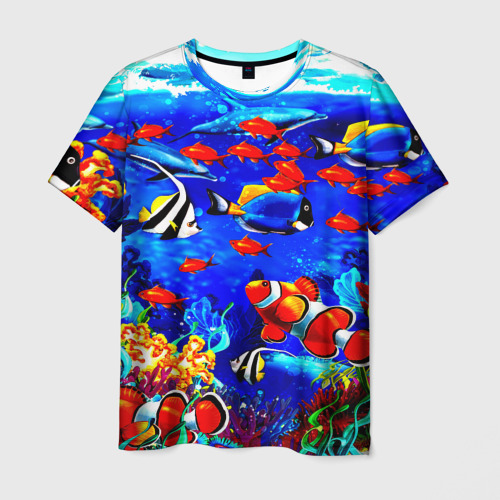 Мужская футболка 3D с принтом Рыбки, вид спереди #2