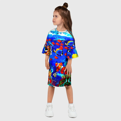 Детское платье 3D с принтом Рыбки, фото на моделе #1