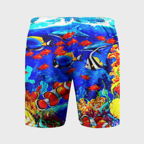 Мужские шорты спортивные с принтом Рыбки, вид сзади #1