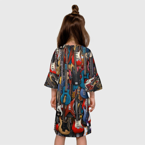 Детское платье 3D с принтом Электрогитары, вид сзади #2