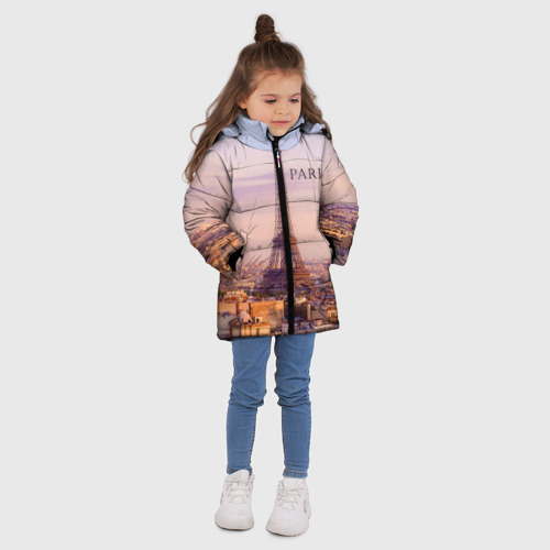 Зимняя куртка для девочек 3D с принтом Париж, вид сбоку #3
