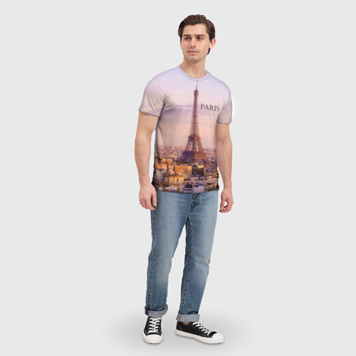 Мужская футболка 3D с принтом Париж, вид сбоку #3