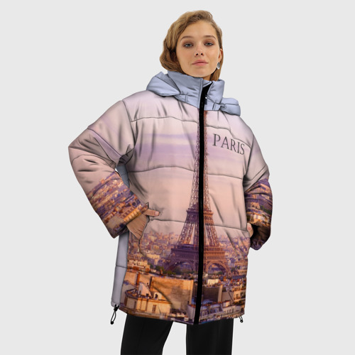 Женская зимняя куртка 3D с принтом Париж, фото на моделе #1
