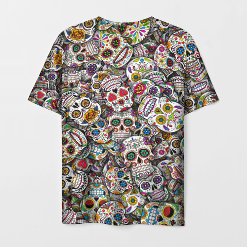 Мужская футболка 3D с принтом Мексиканские черепа, вид сзади #1