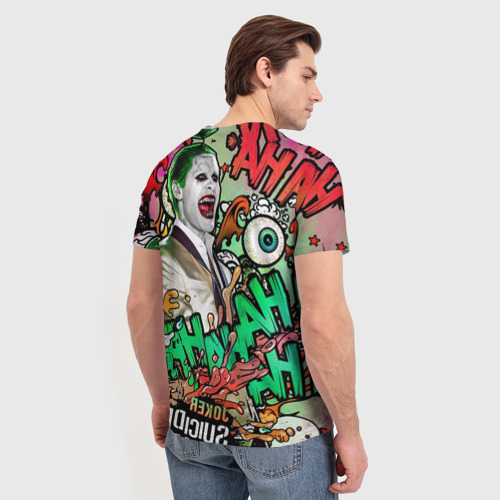 Мужская 3D футболка с принтом Отряд самоубийц | Смех Джокера, вид сзади #2