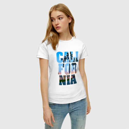 Женская футболка хлопок с принтом Калифорния 2, фото на моделе #1