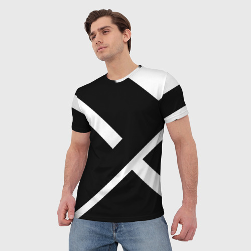 Мужская футболка 3D с принтом Black and White, фото на моделе #1
