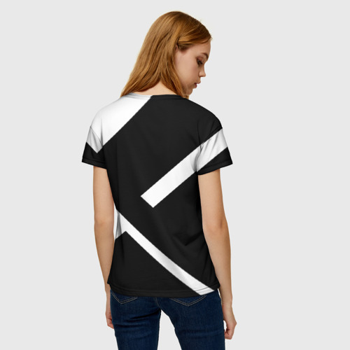 Женская 3D футболка с принтом Black and White, вид сзади #2