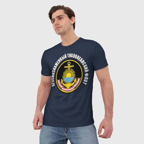 Мужская 3D футболка с принтом Краснознам тихоокеанский флот, фото на моделе #1