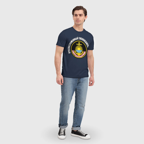 Мужская 3D футболка с принтом Краснознам тихоокеанский флот, вид сбоку #3