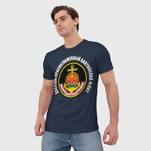 Мужская 3D футболка с принтом Дважды краснознаменный балтийский флот, фото на моделе #1