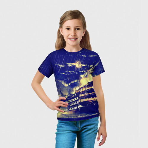 Детская 3D футболка с принтом Корабль, вид сбоку #3