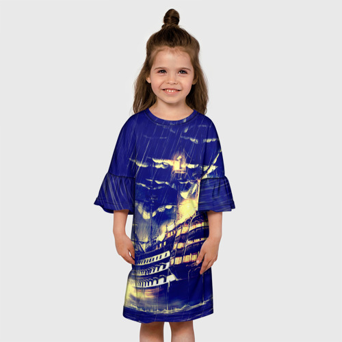 Детское платье 3D с принтом Корабль, вид сбоку #3