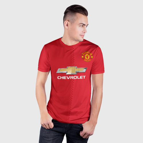 Мужская футболка 3D Slim с принтом Манчестер Юнайтед форма, фото на моделе #1