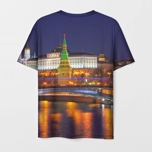 Мужская футболка 3D с принтом Москва Кремль, вид сзади #1