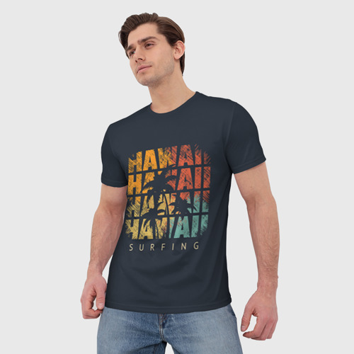 Мужская футболка 3D с принтом HAWAII, фото на моделе #1