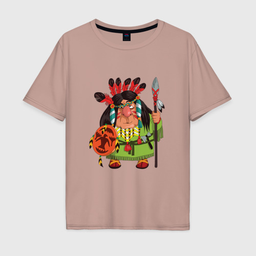 Мужская футболка хлопок Oversize с принтом Забавные Индейцы 8, вид спереди #2