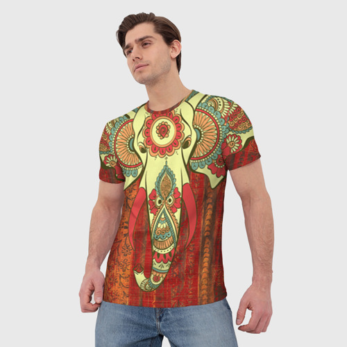 Мужская 3D футболка с принтом Индия 4, фото на моделе #1
