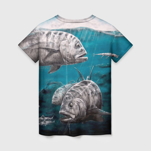 Женская футболка 3D с принтом Лучший рыбак - океан, вид сзади #1
