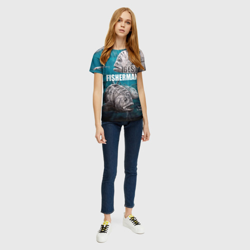 Женская футболка 3D с принтом Лучший рыбак - океан, вид сбоку #3