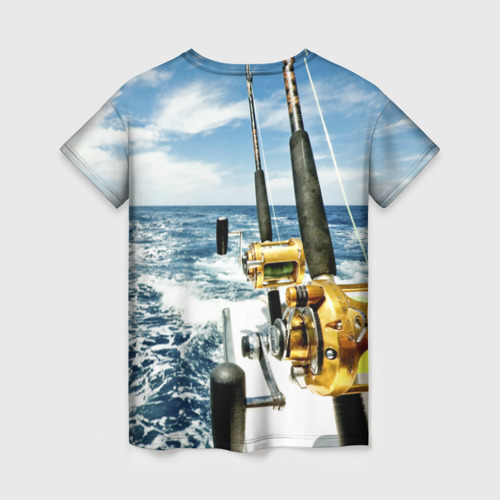Женская футболка 3D с принтом Золотая рыбалка, вид сзади #1