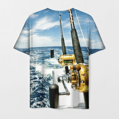 Мужская футболка 3D с принтом Золотая рыбалка, вид сзади #1
