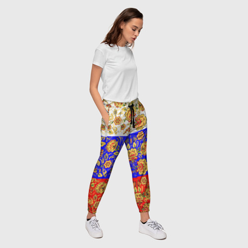 Женские брюки 3D с принтом Хохлома, вид сбоку #3