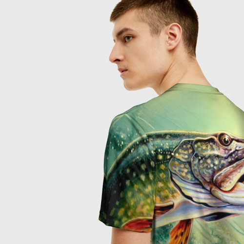 Мужская 3D футболка с принтом Лучший рыбак, вид сзади #2