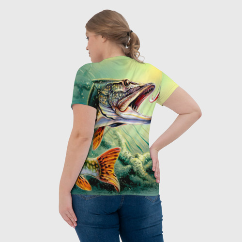 Женская футболка 3D с принтом Лучший рыбак, вид сзади #2