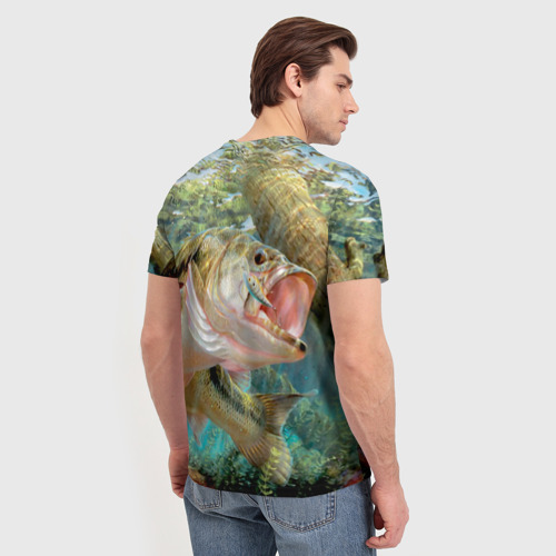 Мужская футболка 3D с принтом Лучший рыбак, вид сзади #2
