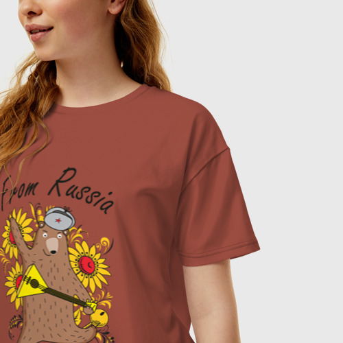 Женская футболка oversize с принтом From Russia with love, фото на моделе #1