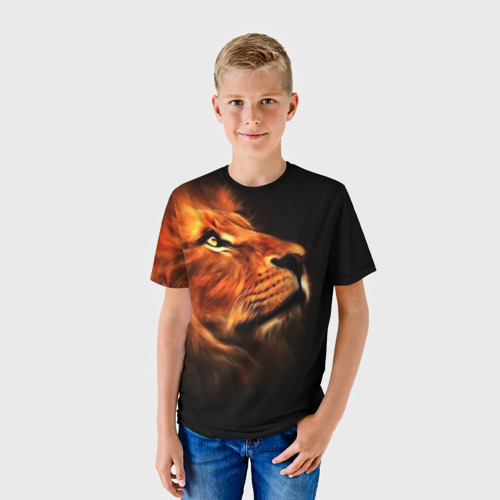 Детская футболка 3D с принтом Lion, фото на моделе #1