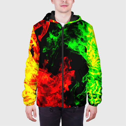 Мужская куртка 3D с принтом Огненная битва, вид сбоку #3