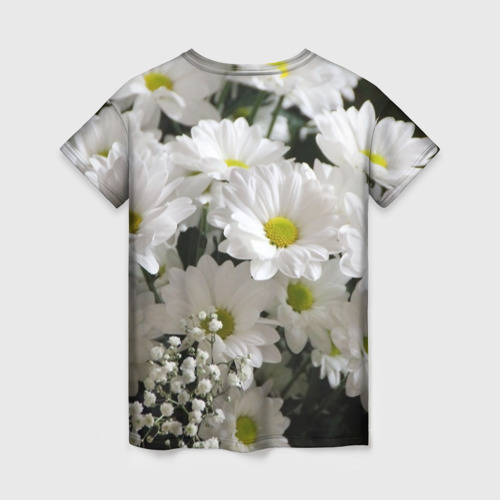 Женская футболка 3D с принтом Белоснежное цветение, вид сзади #1