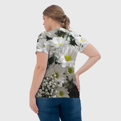 Женская футболка 3D с принтом Белоснежное цветение, вид сзади #2