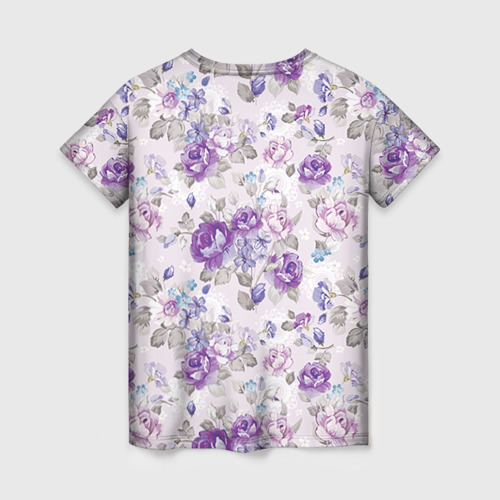 Женская футболка 3D с принтом Цветы ретро 2, вид сзади #1