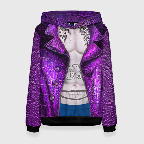 Женская 3D толстовка с принтом Фиолетовый костюм Джокера, вид спереди #2