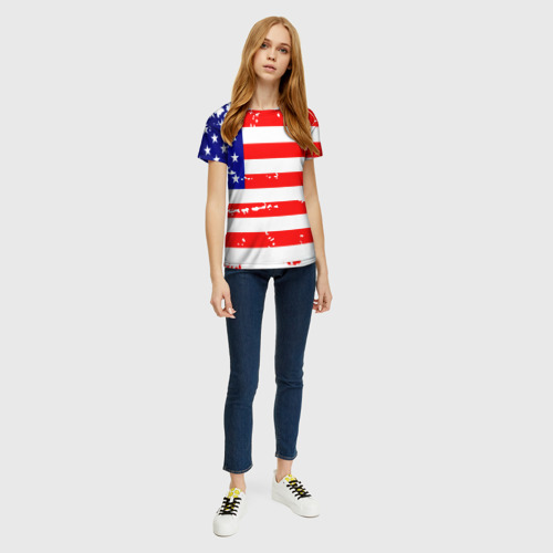 Женская футболка 3D с принтом Америка, вид сбоку #3