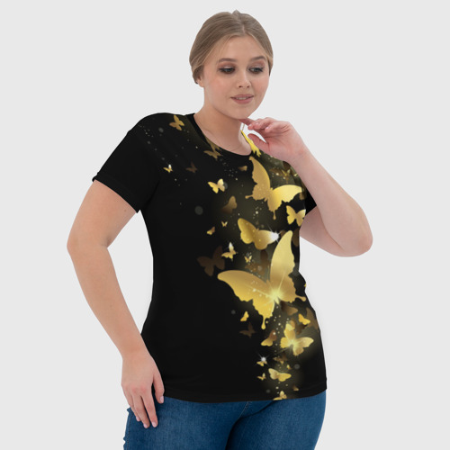 Женская футболка 3D с принтом Золотые бабочки, фото #4