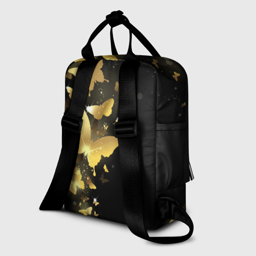 Женский рюкзак 3D с принтом Золотые бабочки, вид сзади #1