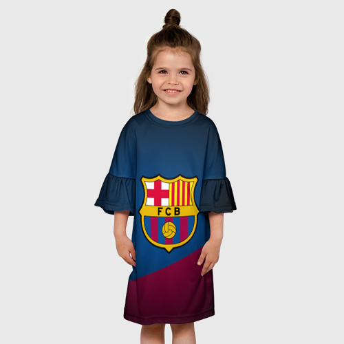 Детское платье 3D с принтом ФК Барселона, вид сбоку #3