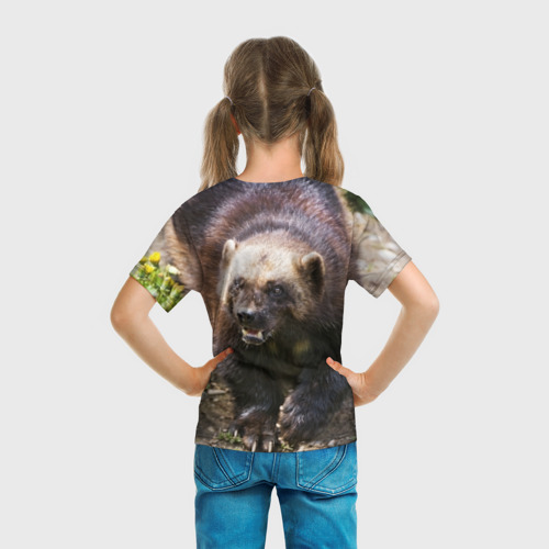 Детская футболка 3D с принтом Росомаха, вид сзади #2