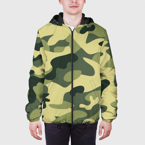 Мужская куртка 3D с принтом Зелёный камуфляж, вид сбоку #3
