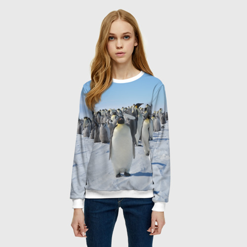 Женский свитшот 3D с принтом Пингвины, фото на моделе #1