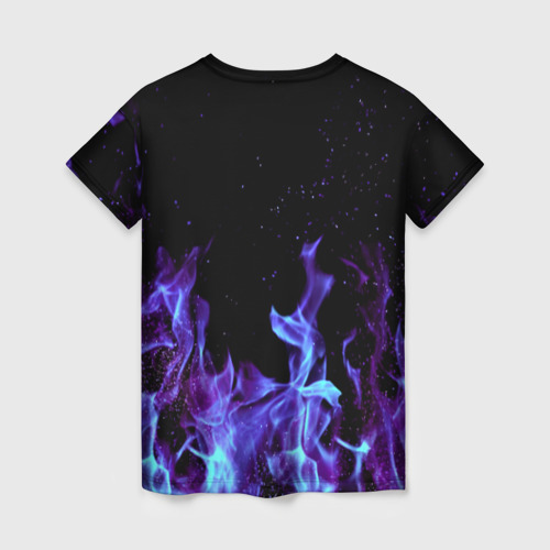 Женская футболка 3D с принтом Синий огонь, вид сзади #1