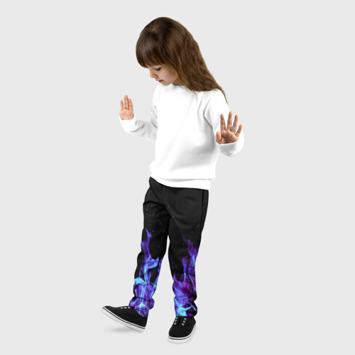 Детские брюки 3D с принтом Синий огонь, фото на моделе #1