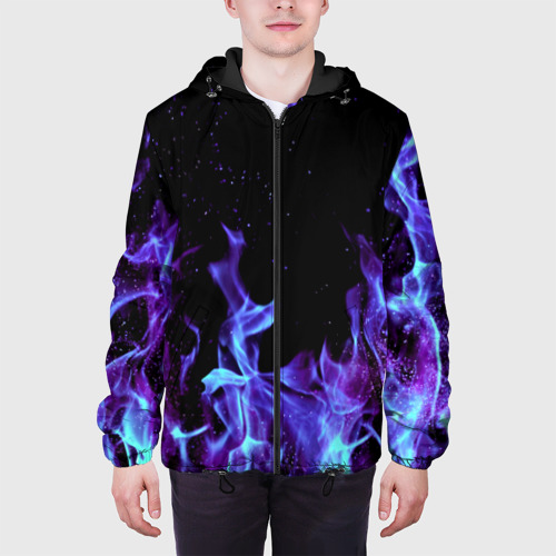 Мужская куртка 3D с принтом Синий огонь, вид сбоку #3