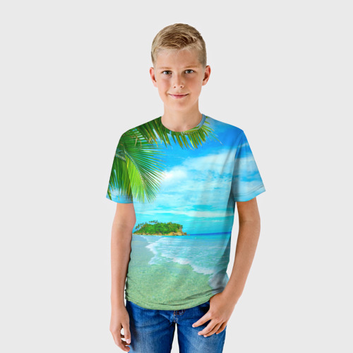 Детская футболка 3D с принтом Лето, фото на моделе #1