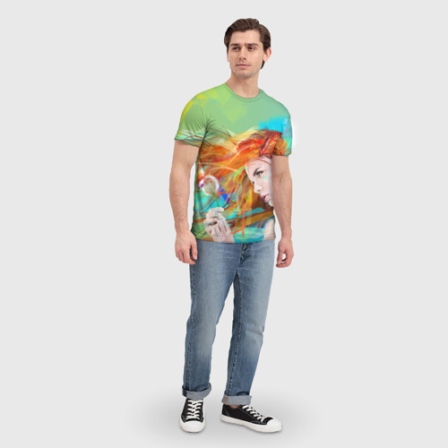 Мужская футболка 3D с принтом Летняя пора, вид сбоку #3